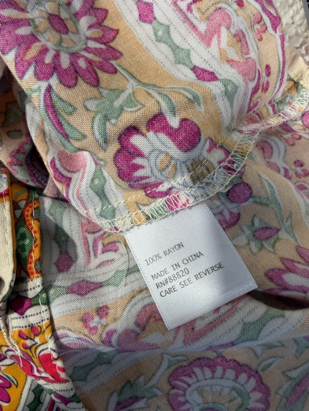 Sleeveless Floral Print Tank Top in Pink and Yellow XL - Picture 6 of 6